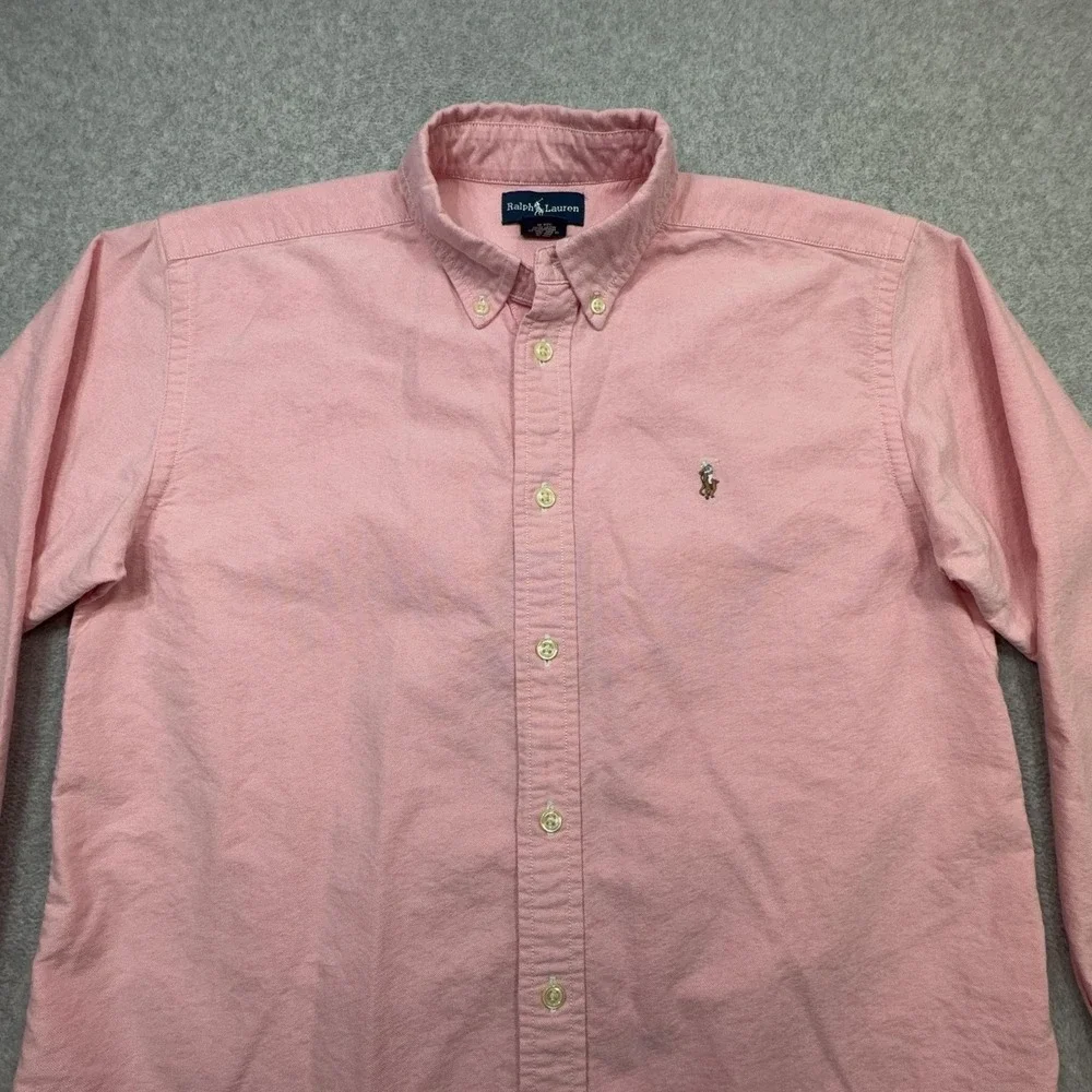 Ralph Lauren Oxford Shirt Youth Large 16 Pink Long Sleeve Button Cotton Women